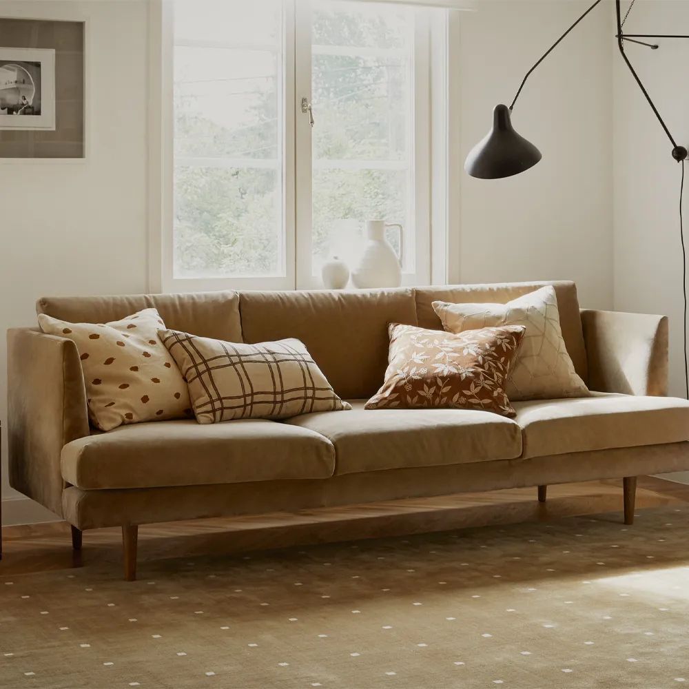 Tattersall poszewka na poduszkę, sea blue/cognac, 60x40 cm Chhatwal & Jonsson