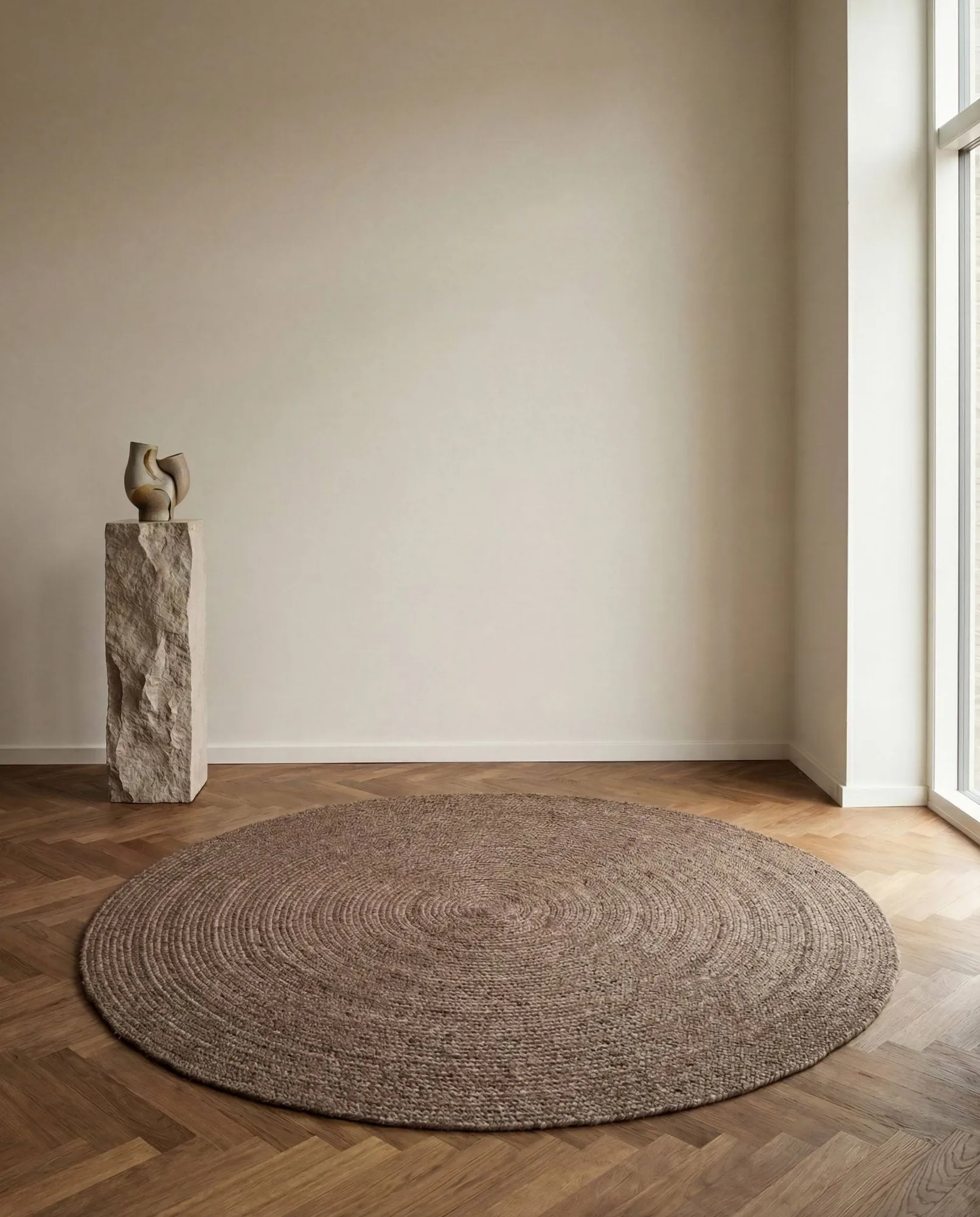 Dywan z wełny Merino okrągły Ø160 cm, Brązowy Classic Collection