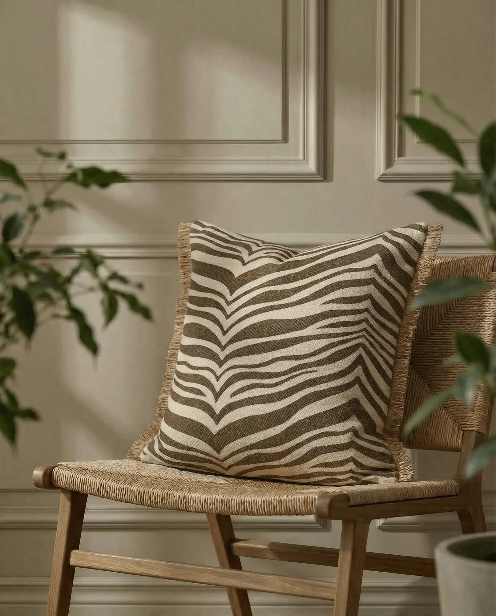 Poduszka Zebra, Brązowy-naturalny, 50x50 cm Classic Collection