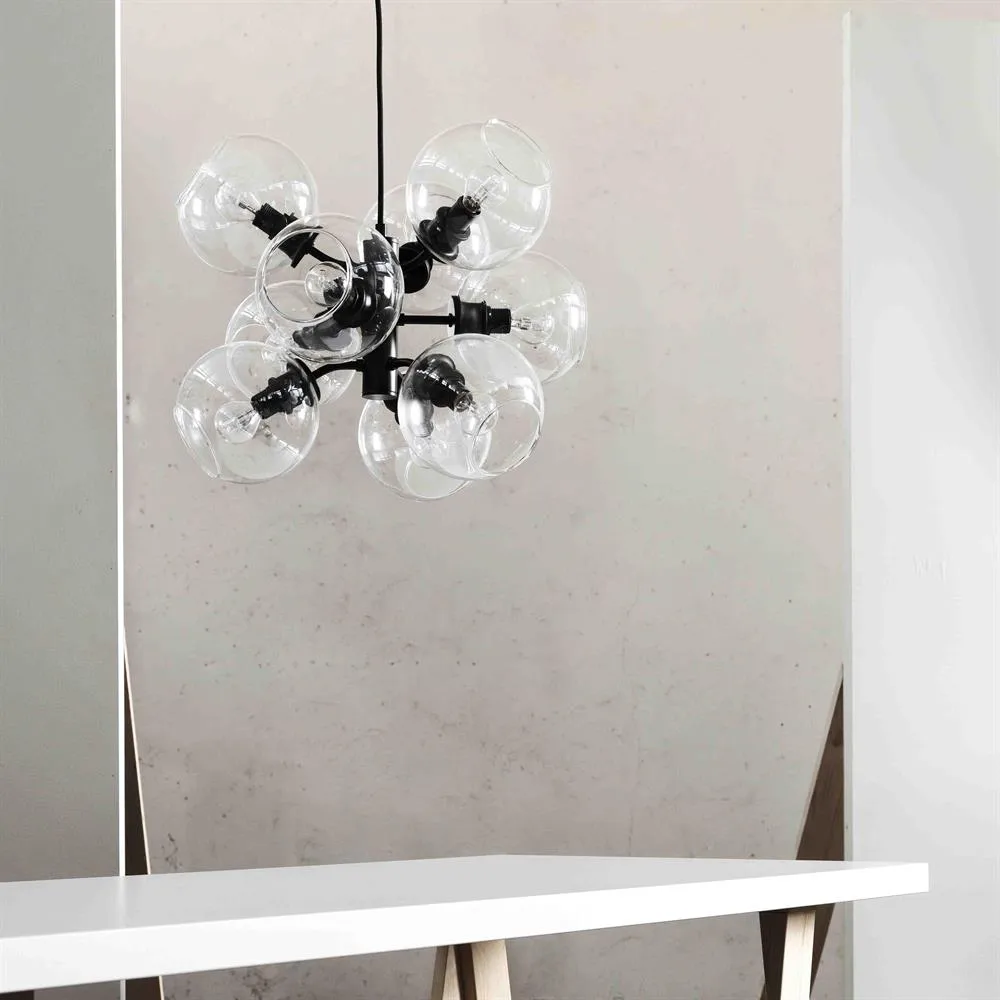 Lampa sufitowa Tage, czarno-przezroczyste szkło CO Bankeryd