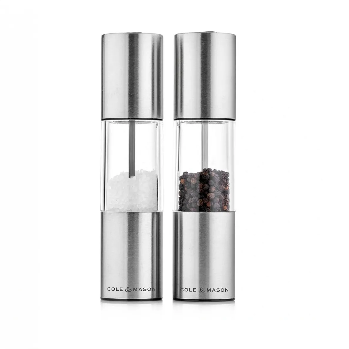 Zestaw młynków OSLO 18,5 cm, przezroczyste, Stal nierdzewna Cole & Mason