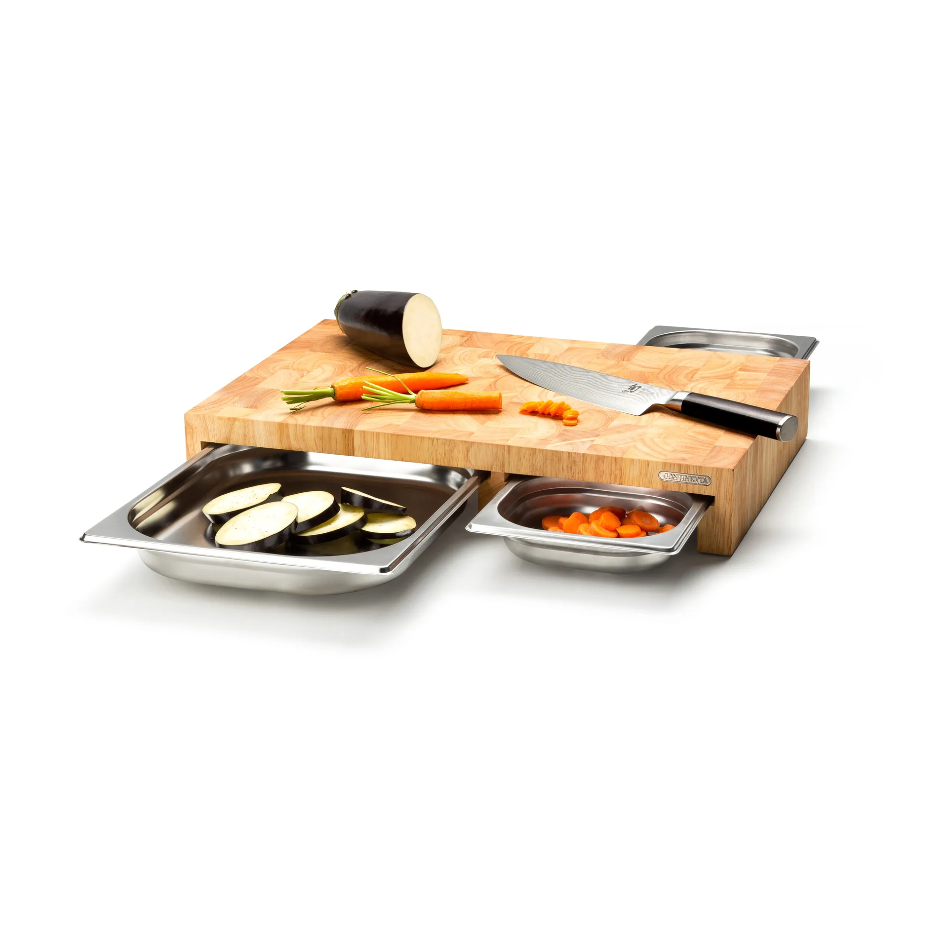 Deska do krojenia drewno gumowe z 3 tacami, 32x48 cm Continenta