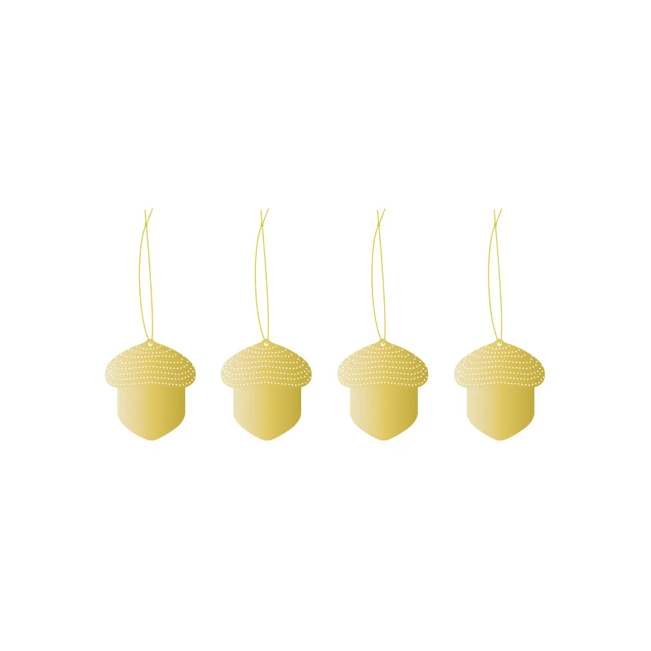 Cooee Świąteczny wisiorek mosiądz 4-pack, Acorn Cooee Design