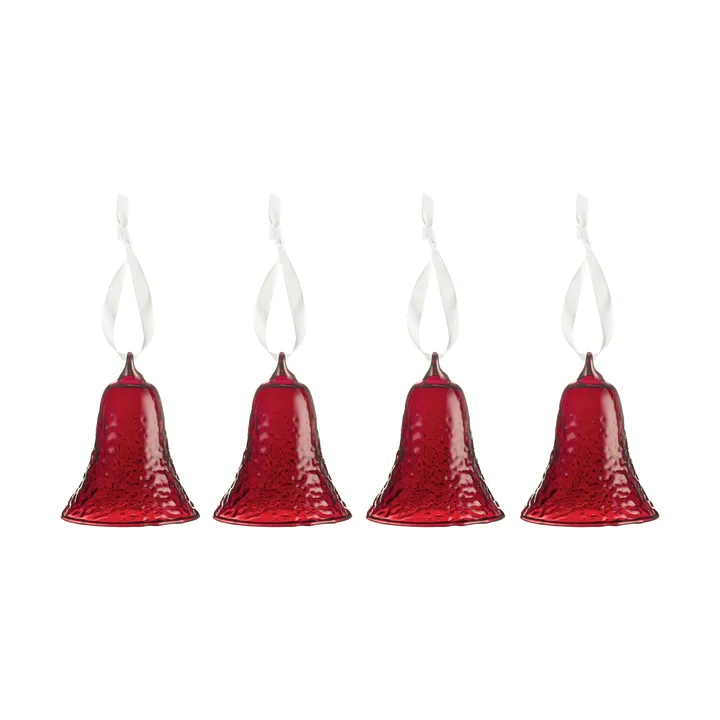 Dekoracja dzwonek Gry 8 cm opakowanie 4 sztuk - Głęboka czerwień - Cooee Design