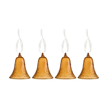 Dekoracja dzwonek Gry 8 cm opakowanie 4 sztuk - Koniak - Cooee Design