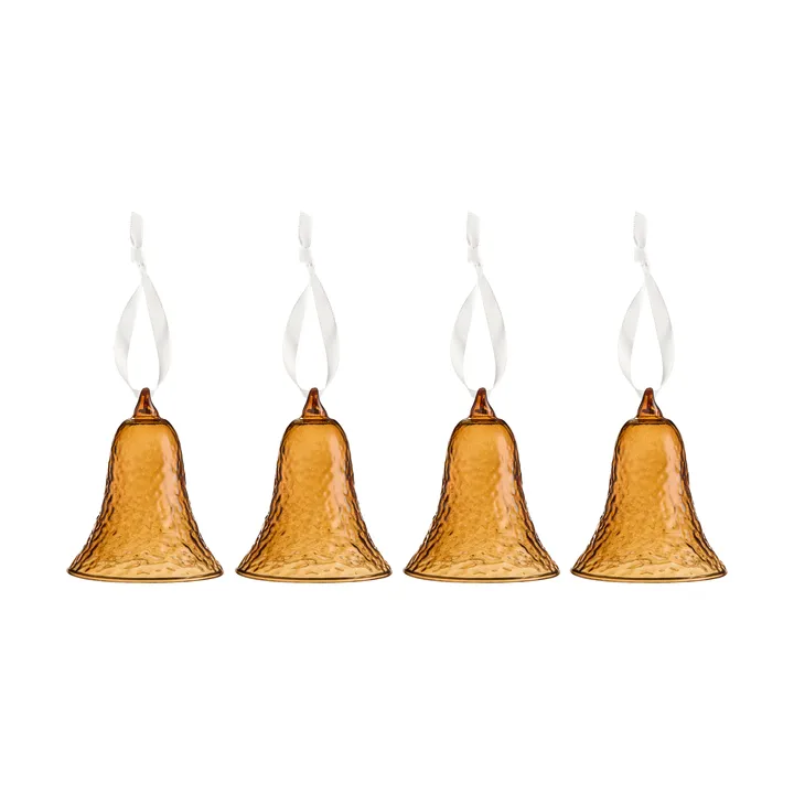 Dekoracja dzwonek Gry 8 cm opakowanie 4 sztuk - Koniak - Cooee Design