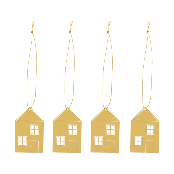 Dekoracja świąteczna domek miejski 6 cm - Mosiężny - Cooee Design