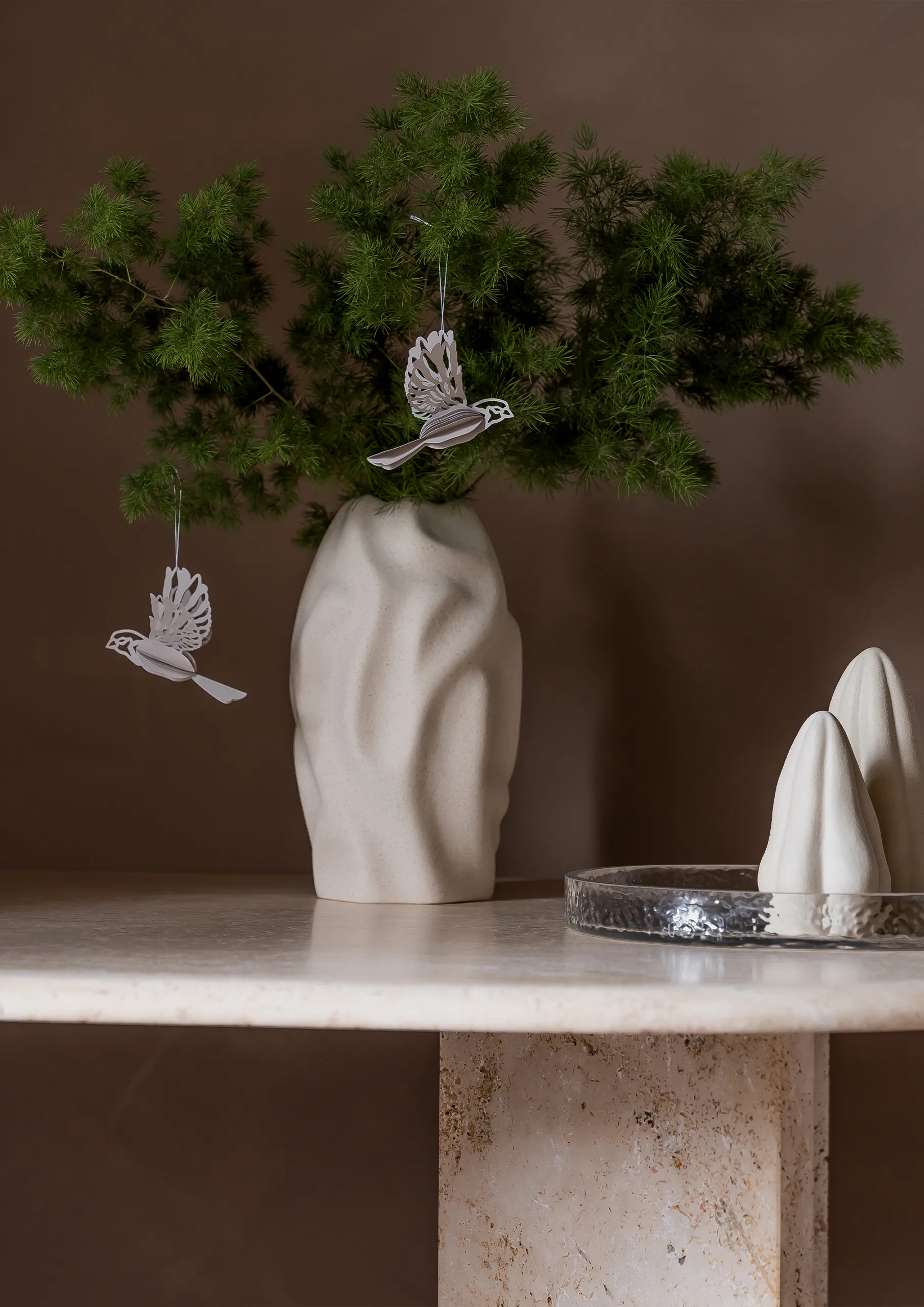 Dekoracyjna zawieszka w kształcie papierowego ptaka 2 szt., Piasek Cooee Design