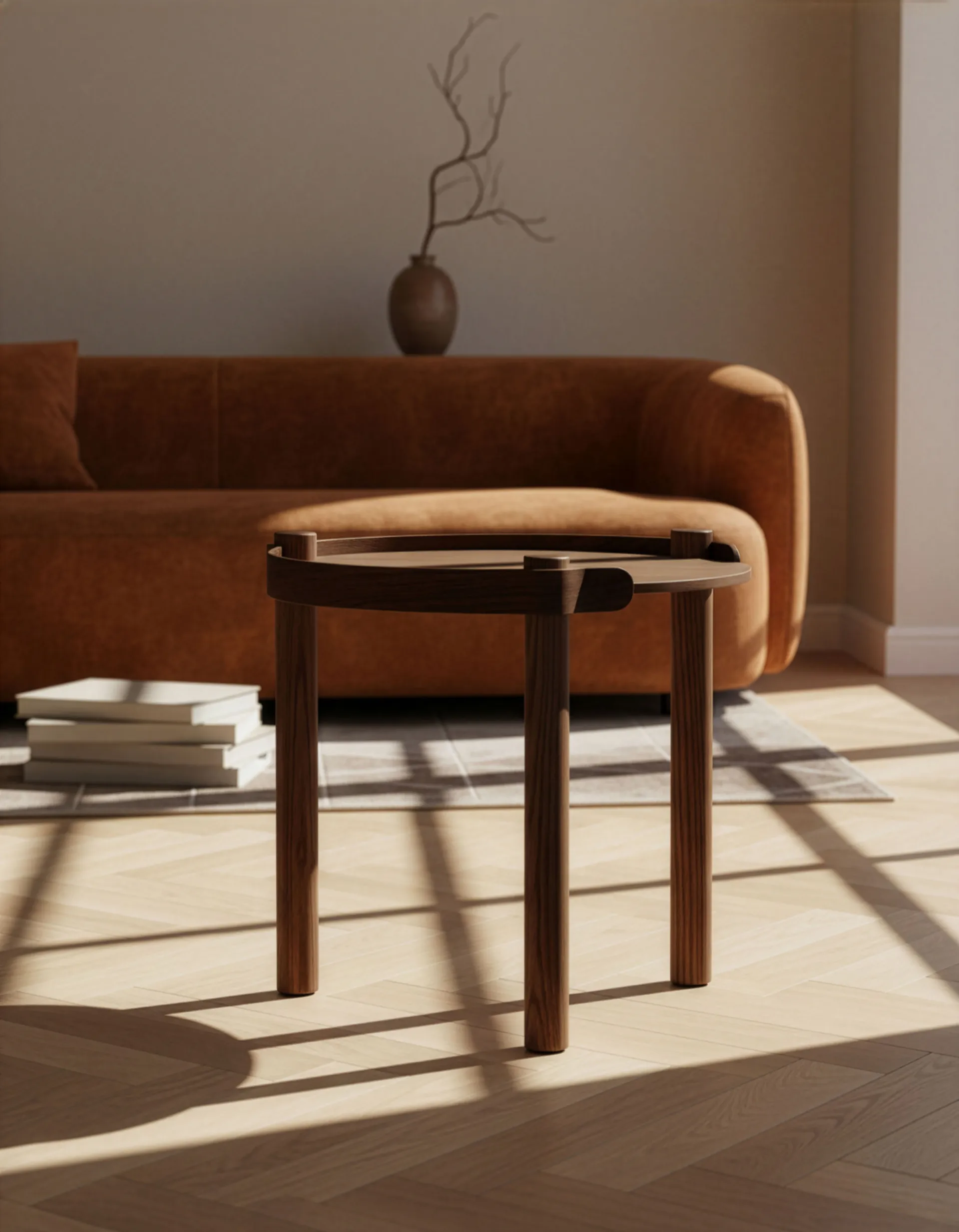Stół Woody Ø45 cm, Dąb bejcowany na ciemno Cooee Design