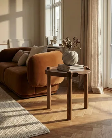Stół Woody Ø45 cm - Dąb bejcowany na ciemno - Cooee Design