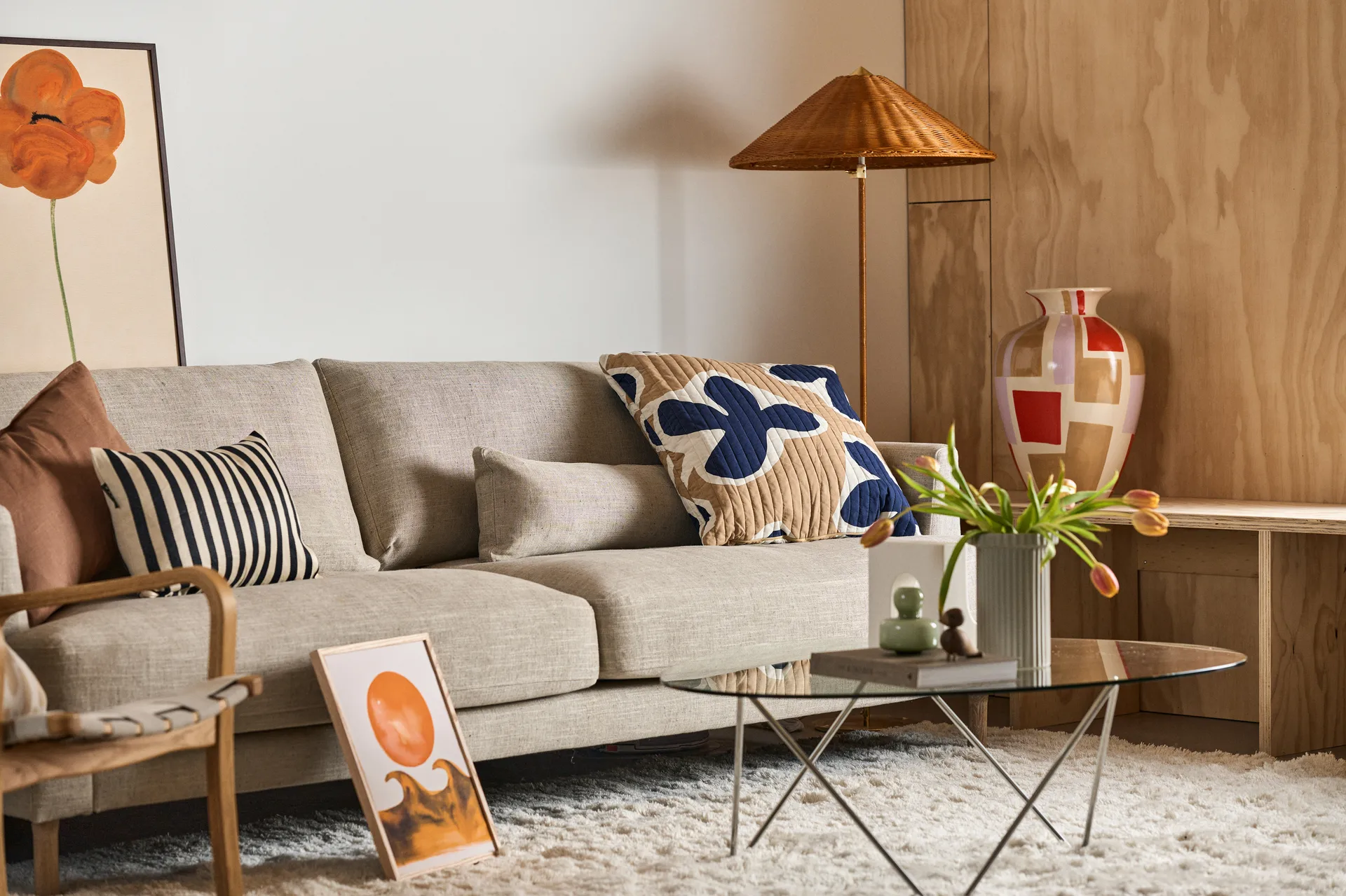 Donica Stripe duża w22 cm Ø12 cm, Sandy mole DBKD