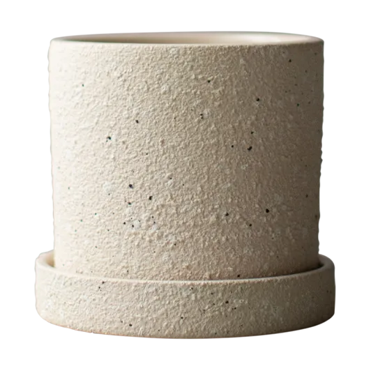 Doniczka Grow Ø10 cm z podstawką, Creme structure DBKD
