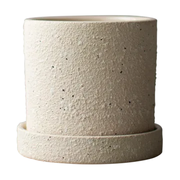 Doniczka Grow Ø10 cm z podstawką - Creme structure - DBKD