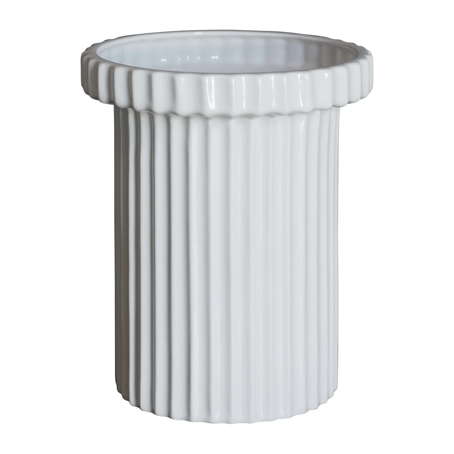 Doniczka Stripe mała w18 cm Ø12 cm, Błyszcząca biel DBKD