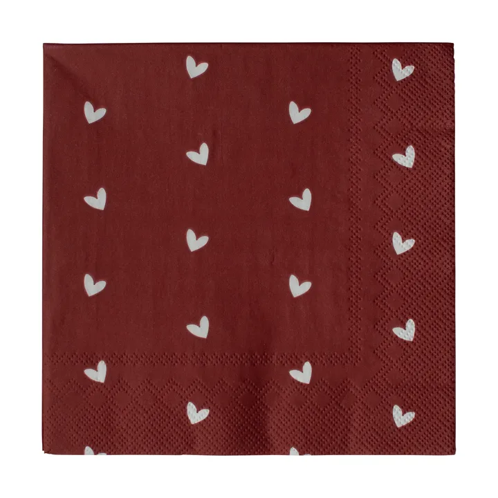 Serwetki papierowe Heart 33x33 cm, 20 szt. - Dark red - DBKD