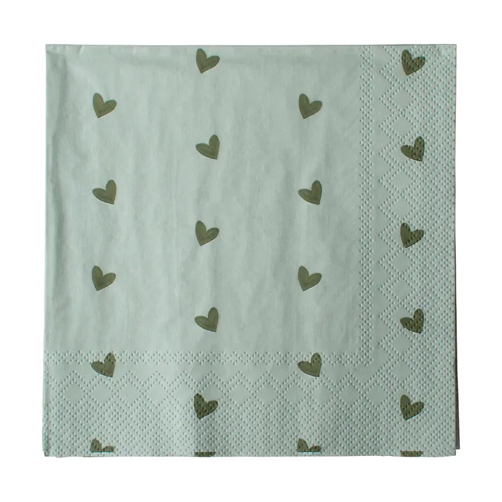 Serwetki papierowe Heart 33x33 cm, 20 szt. - Green - DBKD