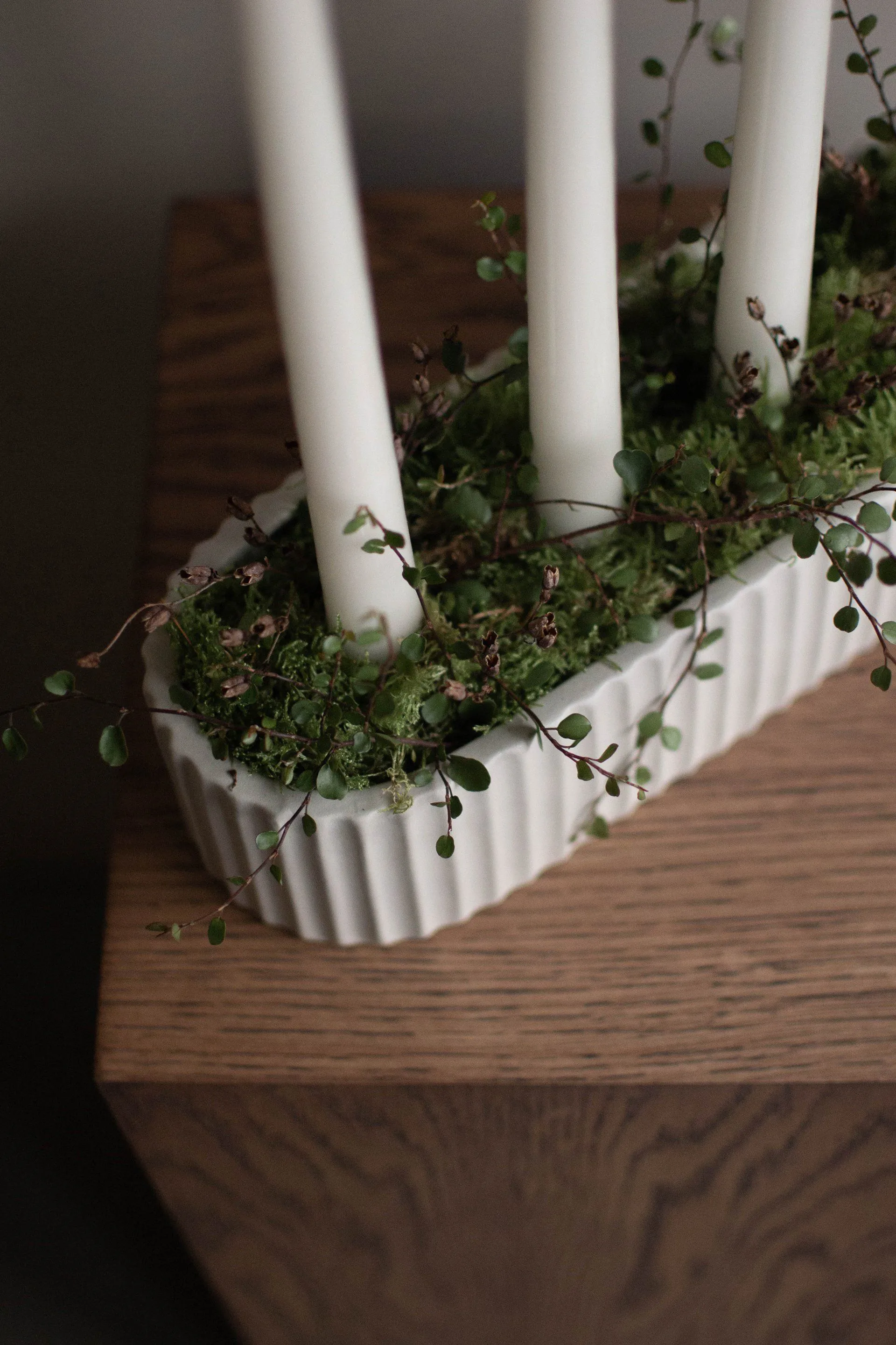 Stripe świecznik adwentowy 30 cm, Shiny white DBKD