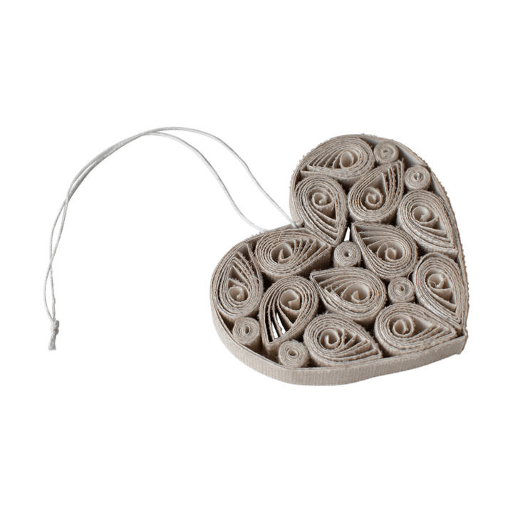 Zawieszka dekoracyjna papiera serce 8 cm - Kremowy - DBKD