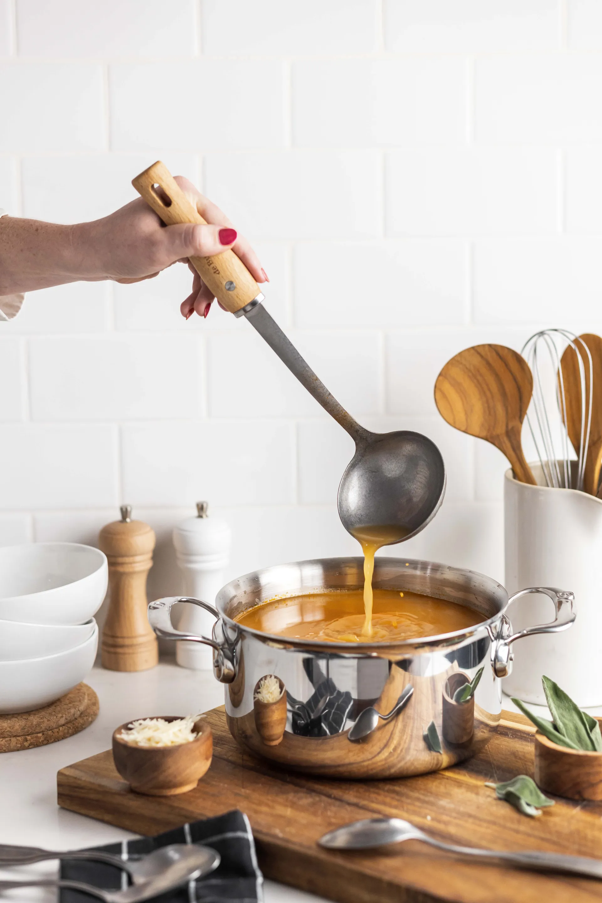 De Buyer B Bois chochla do zupy z drewnianą rączką, Nierdzewny stal De Buyer