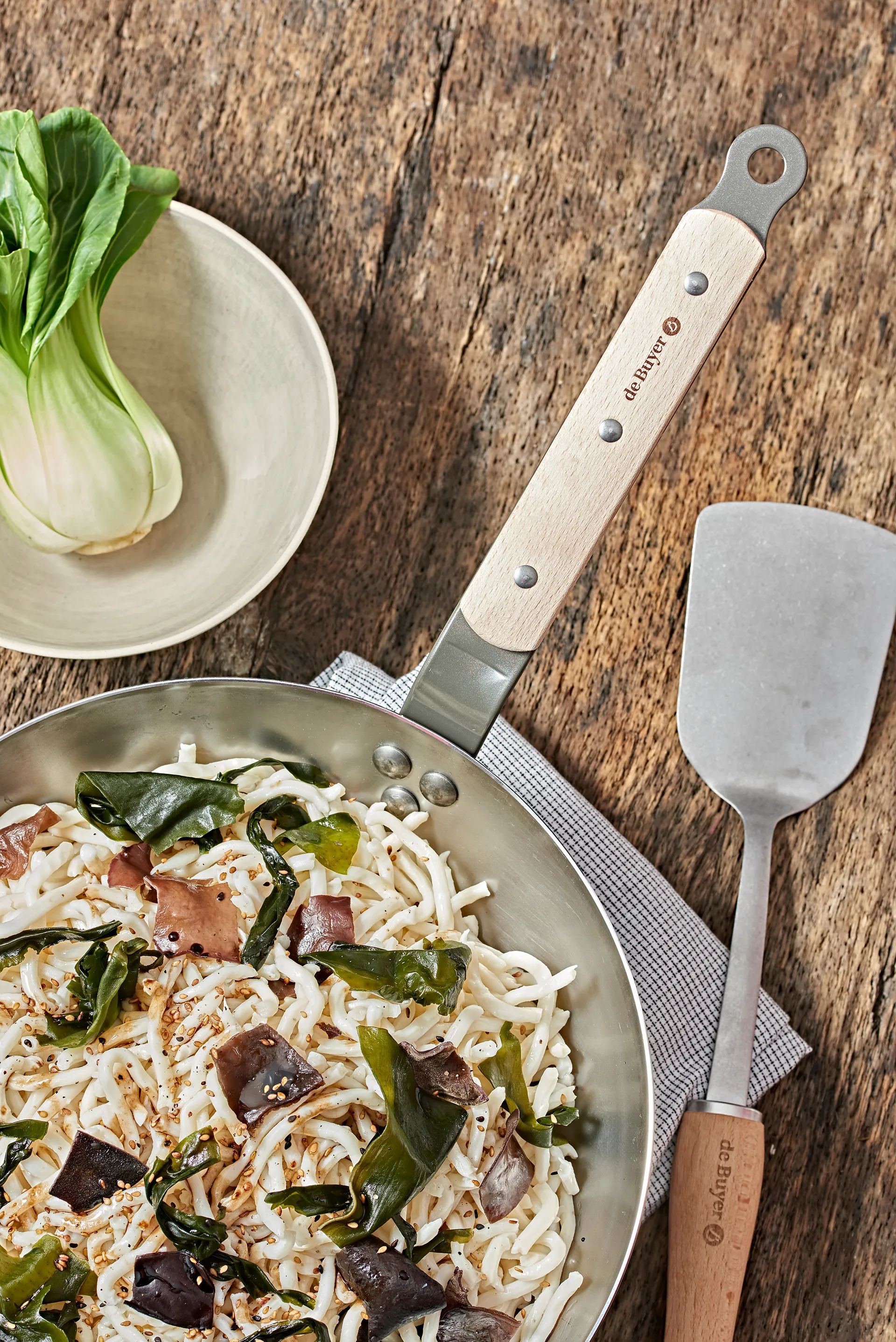 De Buyer B Bois patelnia z drewnianą rączką, Nierdzewny stal De Buyer