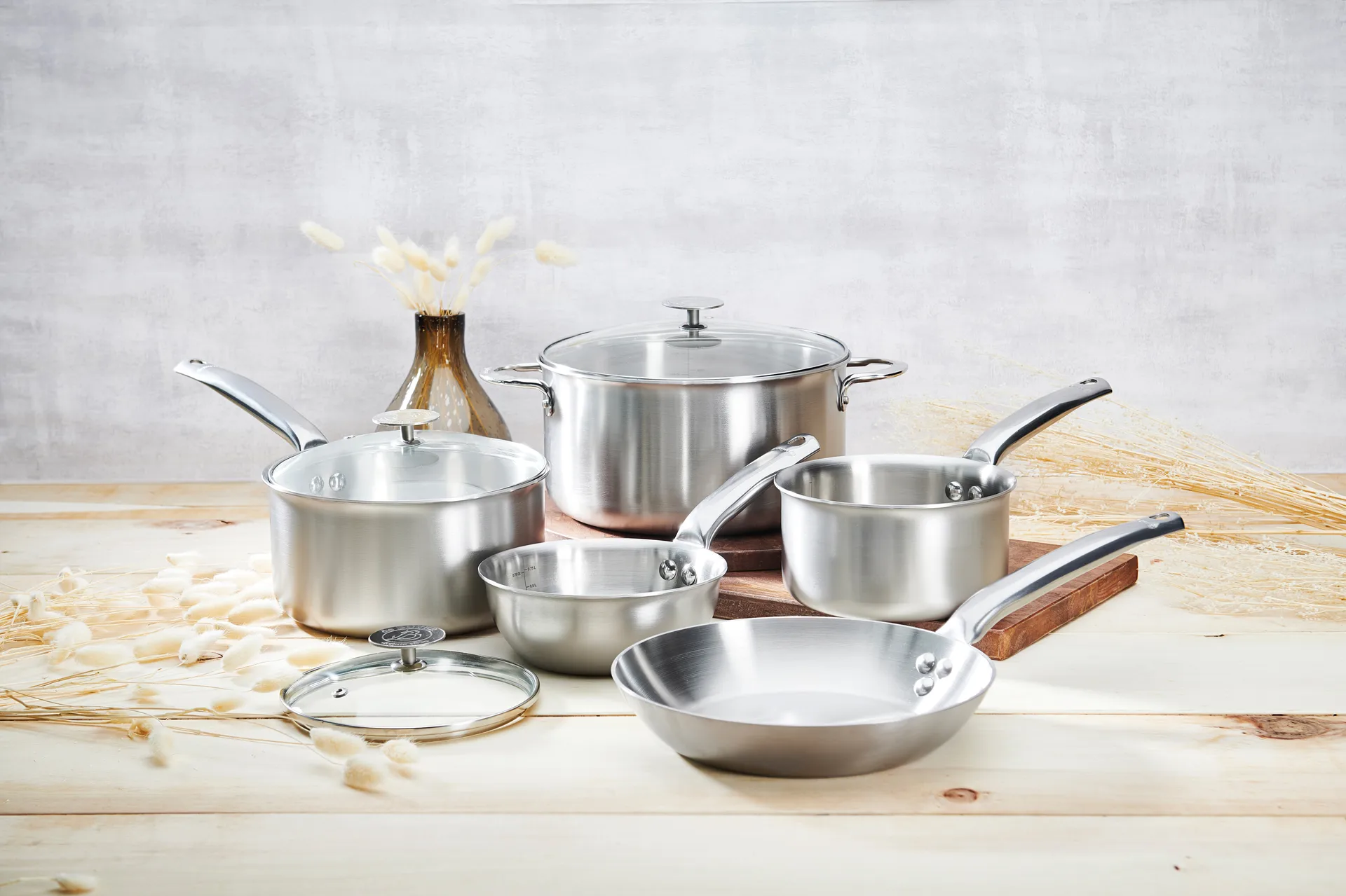 Zestaw garnków ze szklanymi pokrywkami de Buyer Alchimy, 8 części De Buyer