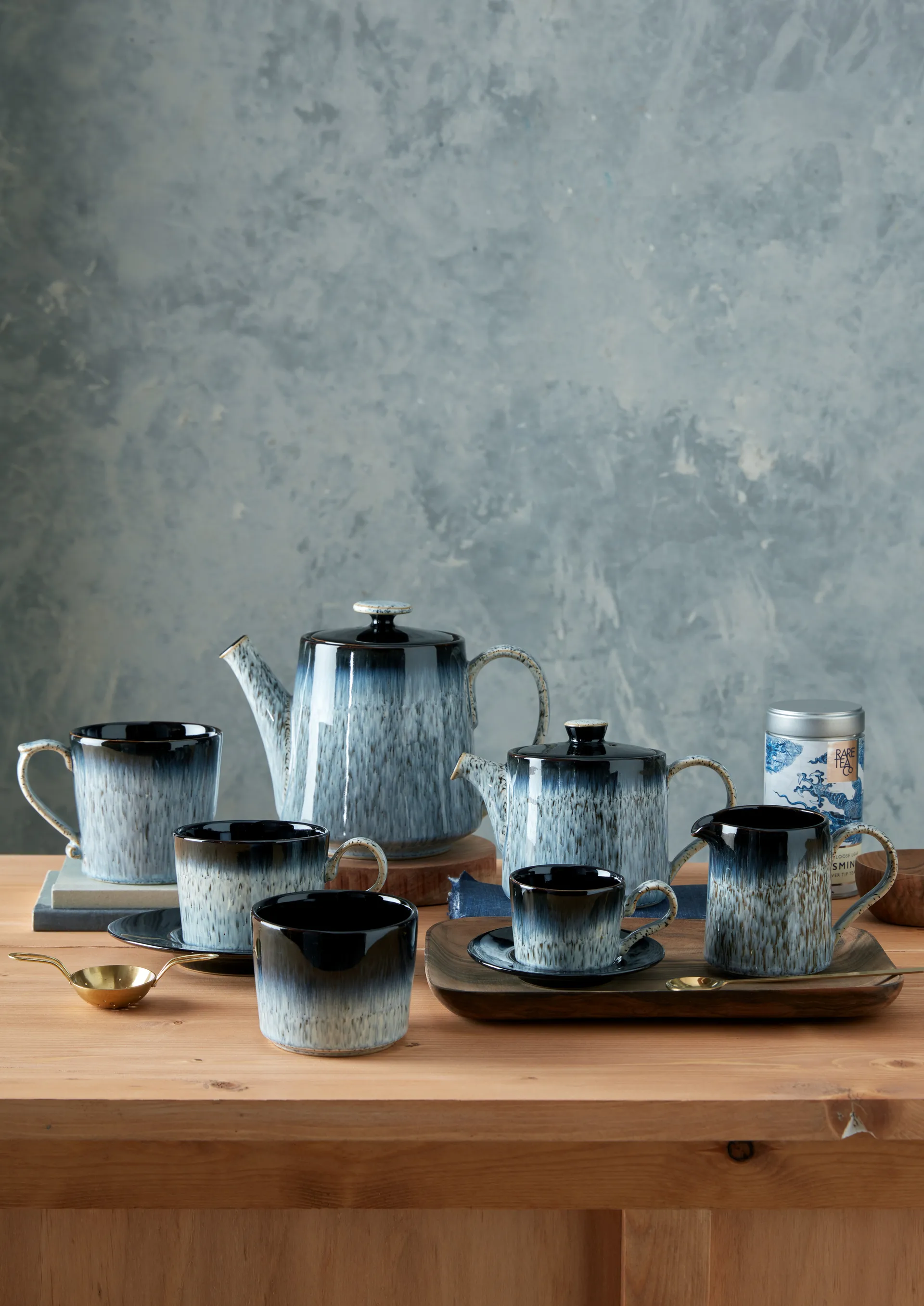 Halo brew espresso filiżanka 10 cl, Niebieski-szary-czarny Denby