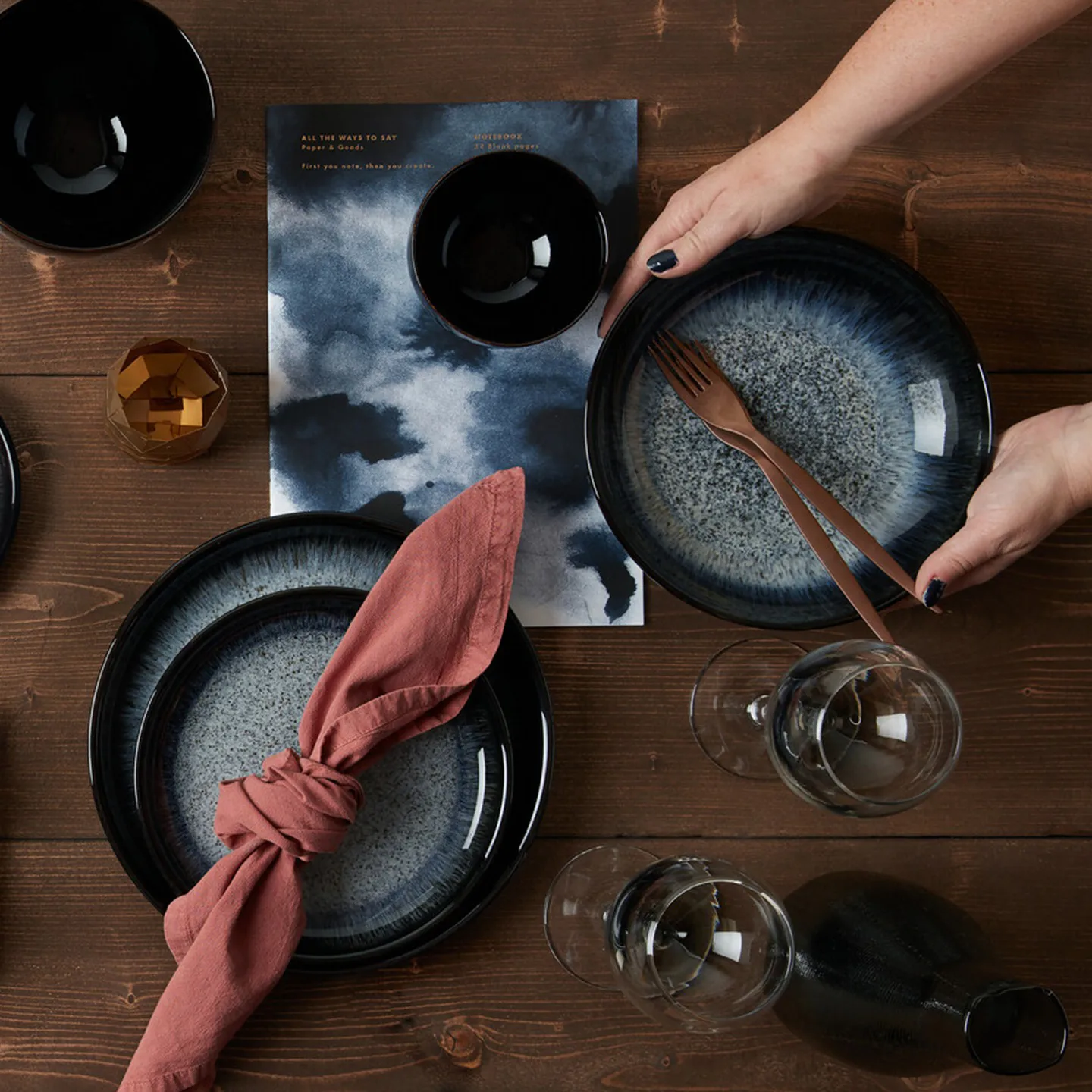 Halo miska do makaronu 22 cm, Niebieski-szaroczarny Denby