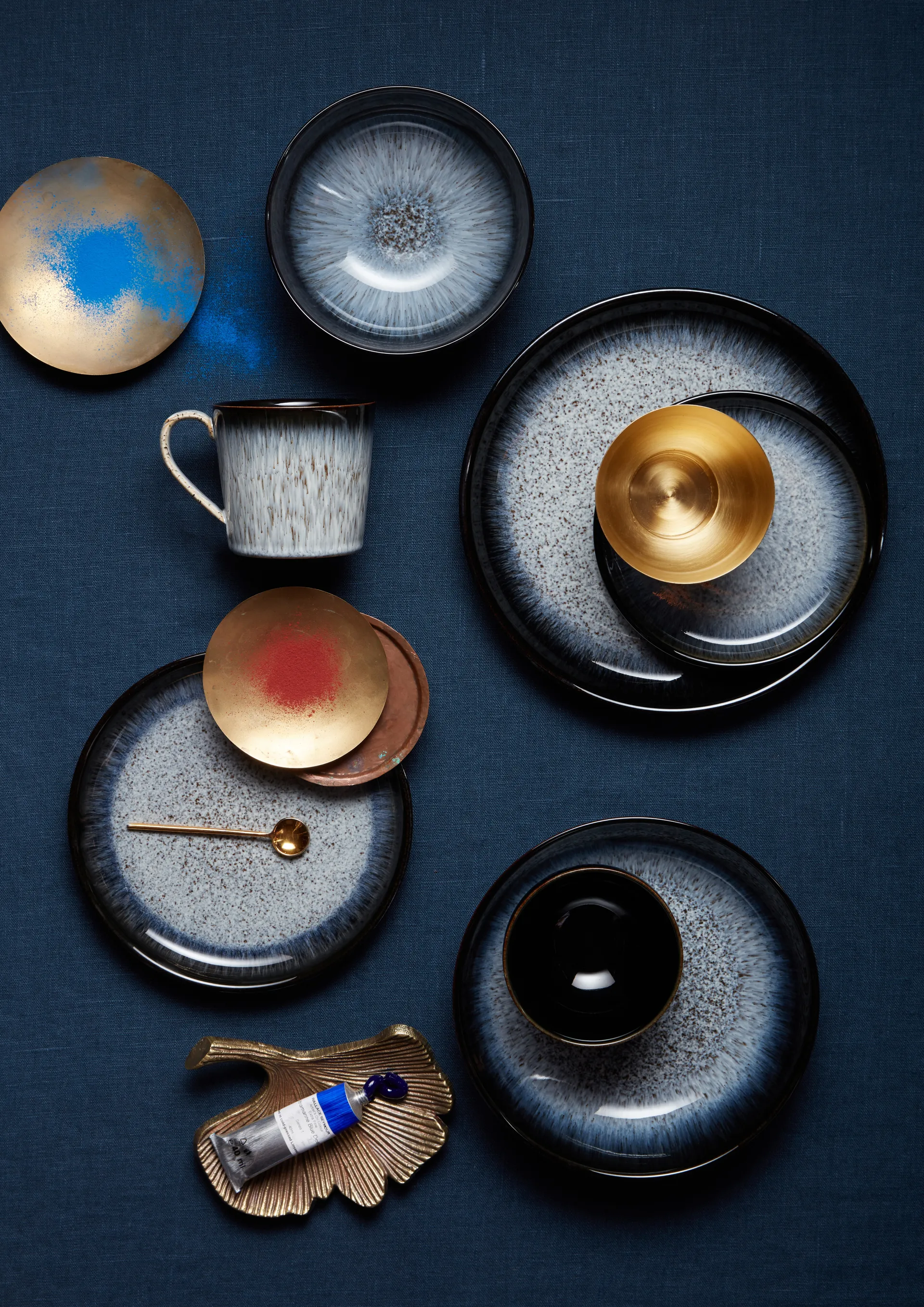 Halo pasta miska 22 cm 4 szt, Niebieski-szary-czarny Denby