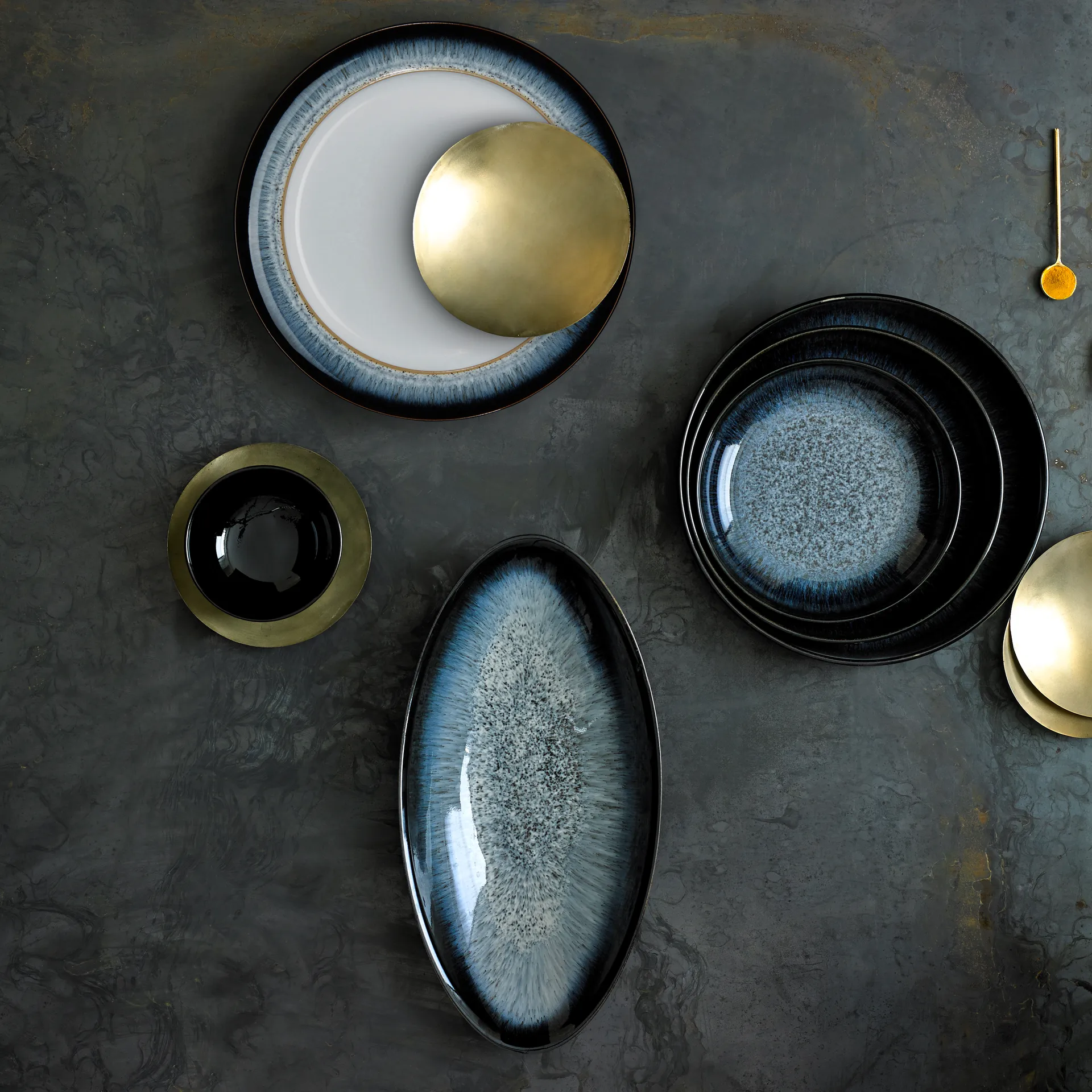 Miska Halo 20,5 cm, Niebiesko-szaro-czarna Denby