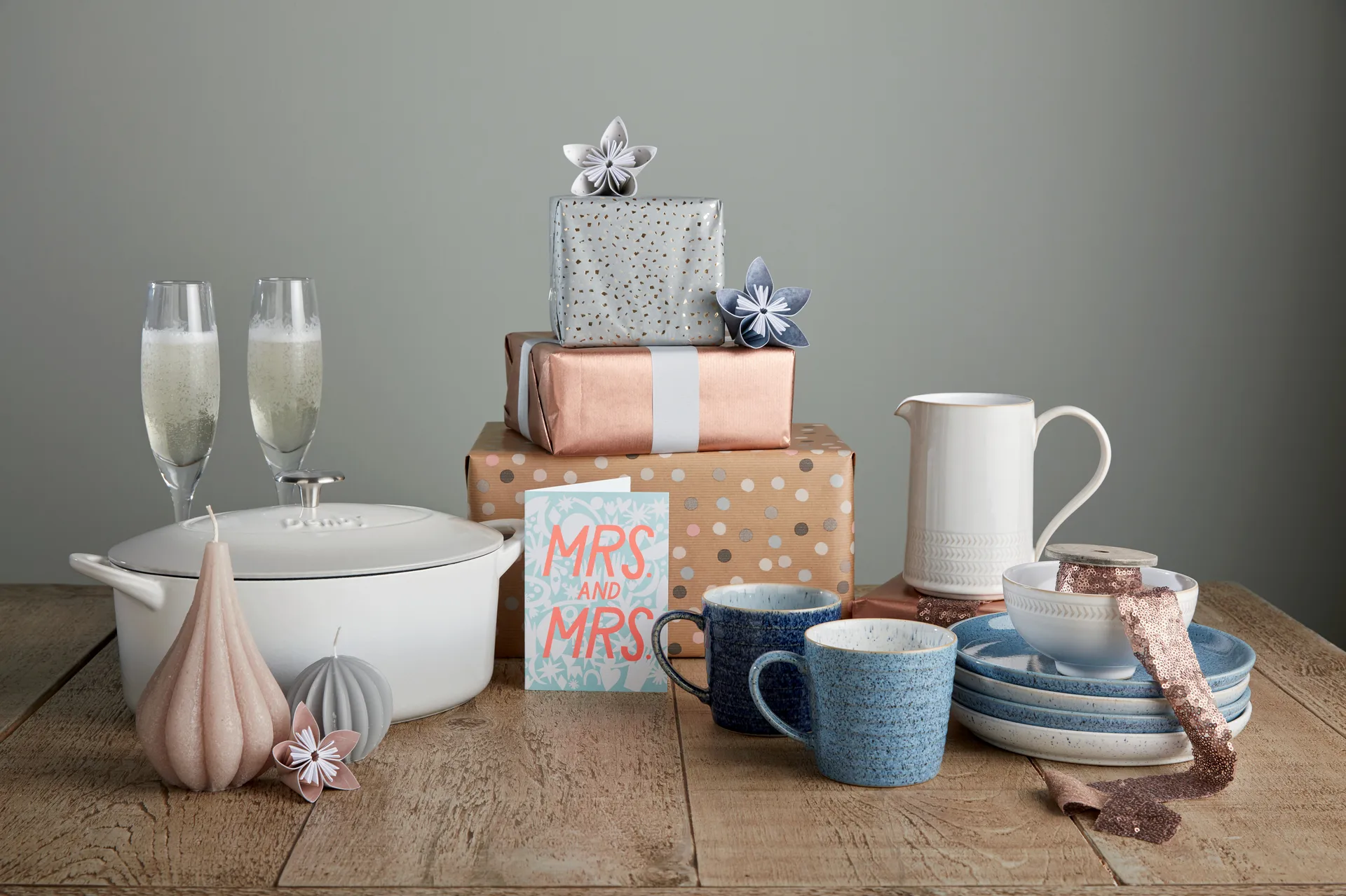 Studio Blue ryflowany kubek 400 ml, Flint-chalk Denby