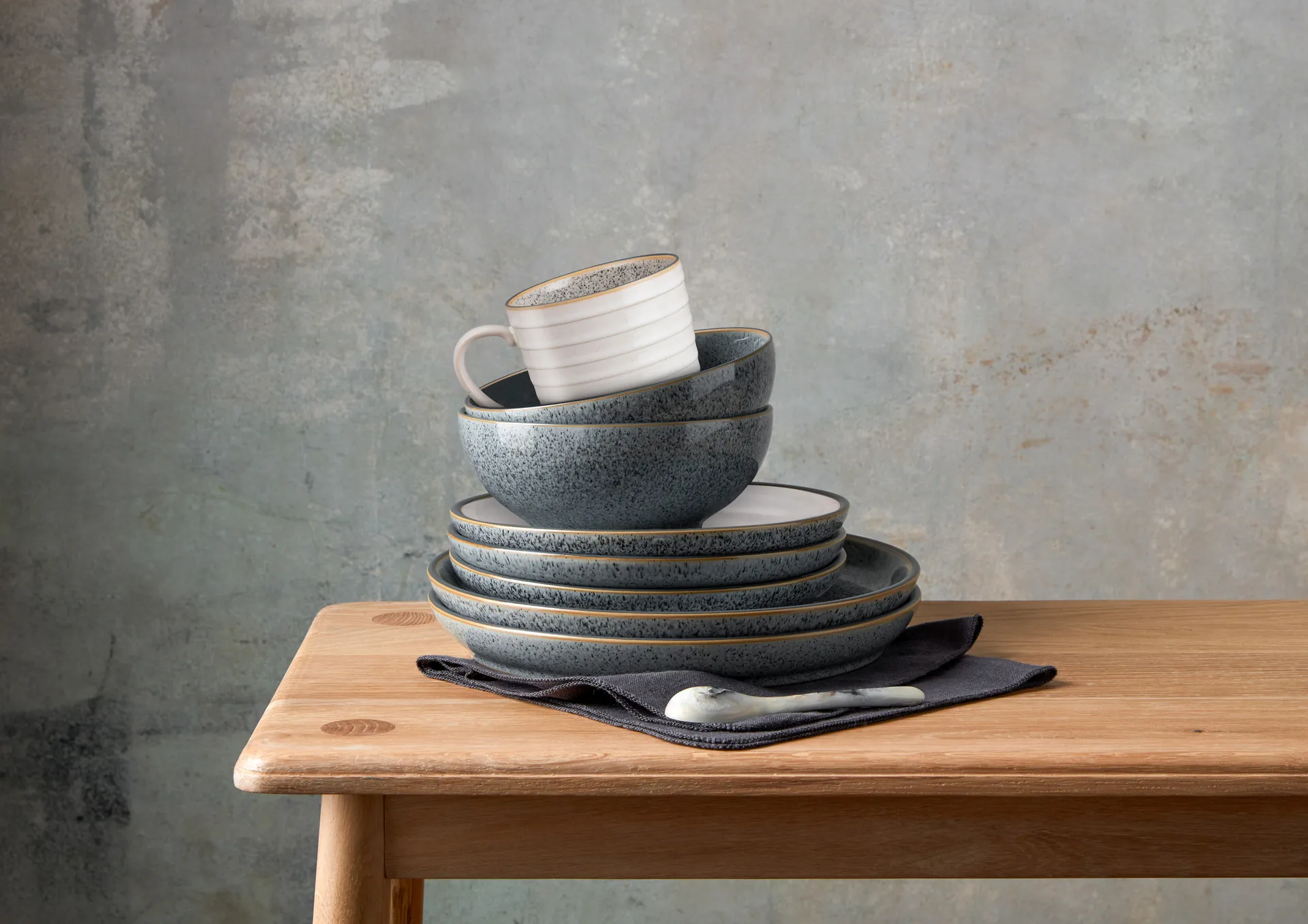 Studio Grey coupe miseczka na płatki 17 cm 4-pack, Granite Denby