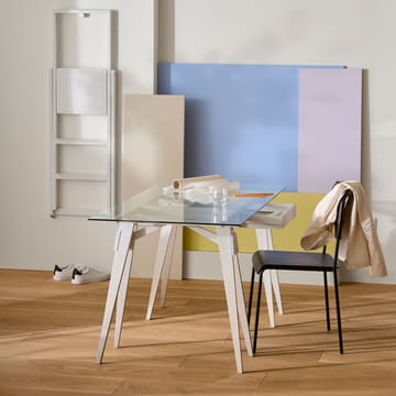 Arco biuro - biały lakier, wł. szuflada, szklany top - Design House Stockholm