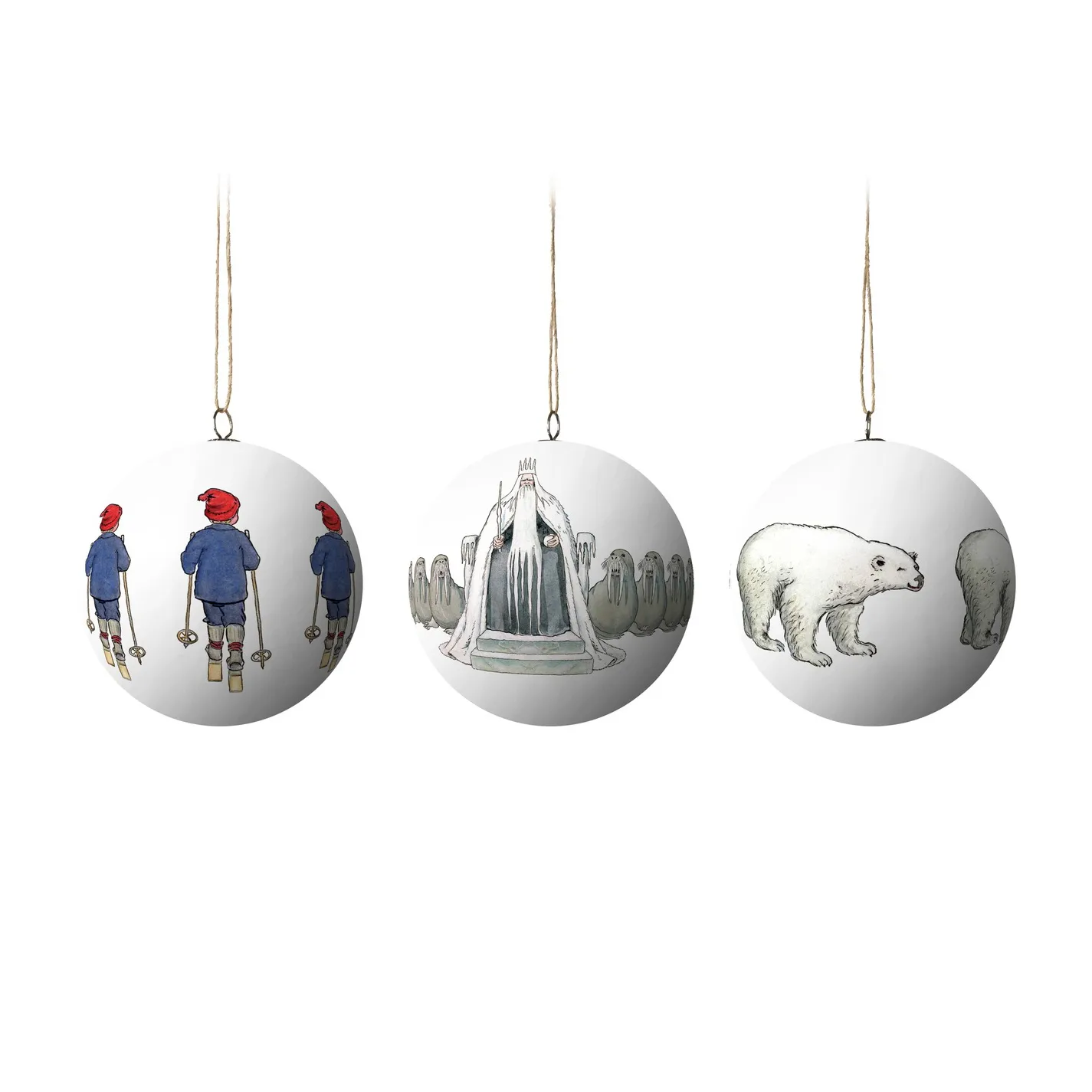 Elsa Beskow Bombki choinkowe 3 szt, King Winter Design House Stockholm