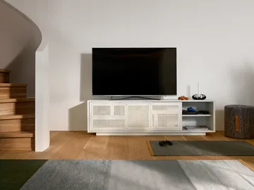 Kredens Air , low - Biały, rotang - Design House Stockholm