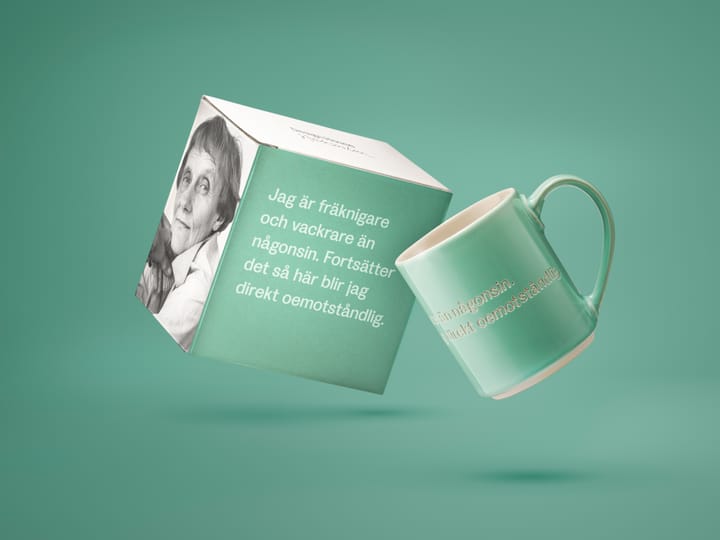 Kubek Astrid Lindgren, jestem bardziej piegowata, Tekst w języku szwedzkim Design House Stockholm