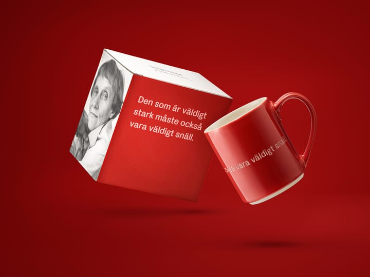 Kubek Astrid Lindgren '' ten, kto jest bardzo silny'', Tekst w języku szwedzkim Design House Stockholm
