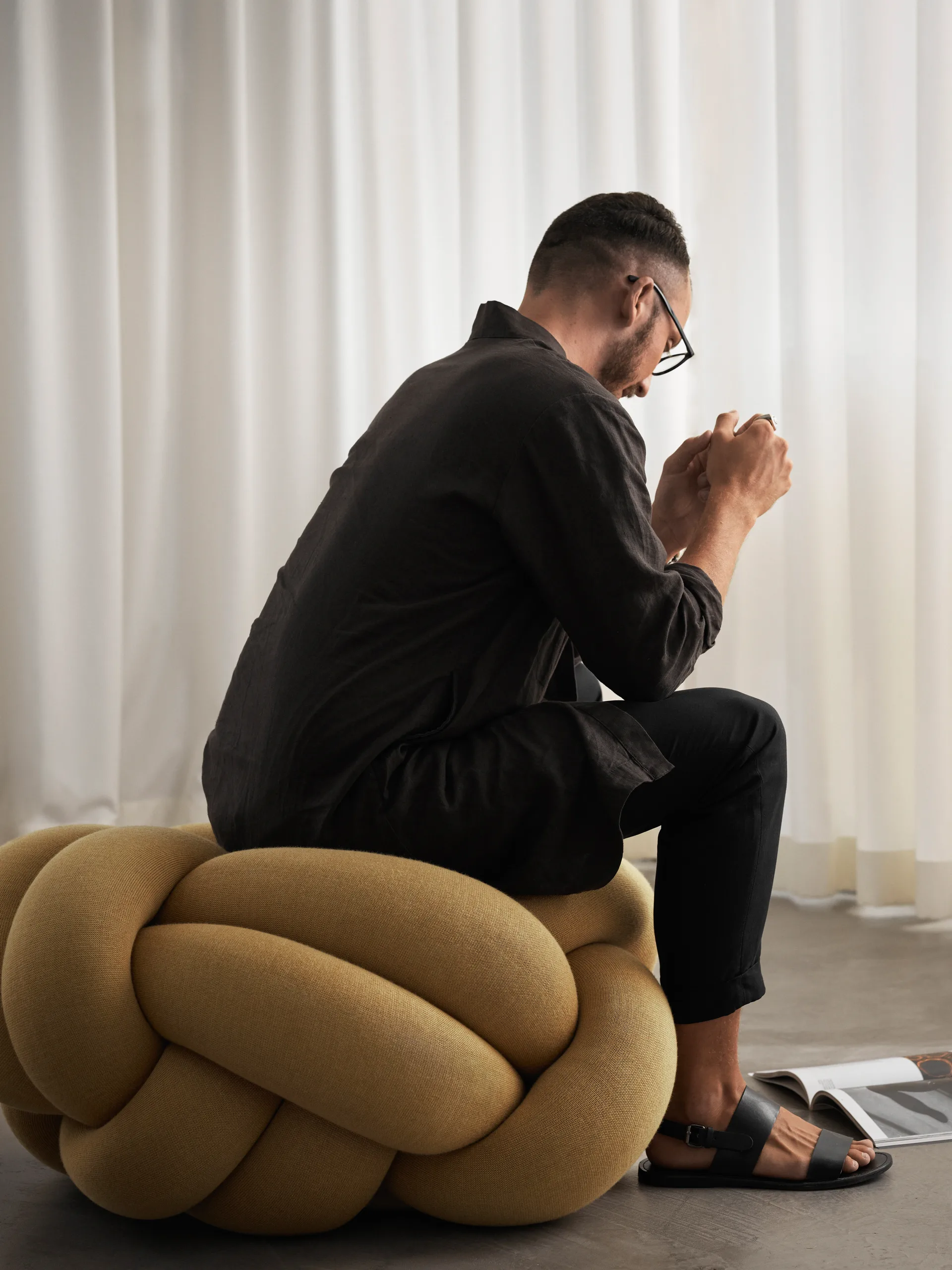 Poduszka Knot XL, Żółty Design House Stockholm