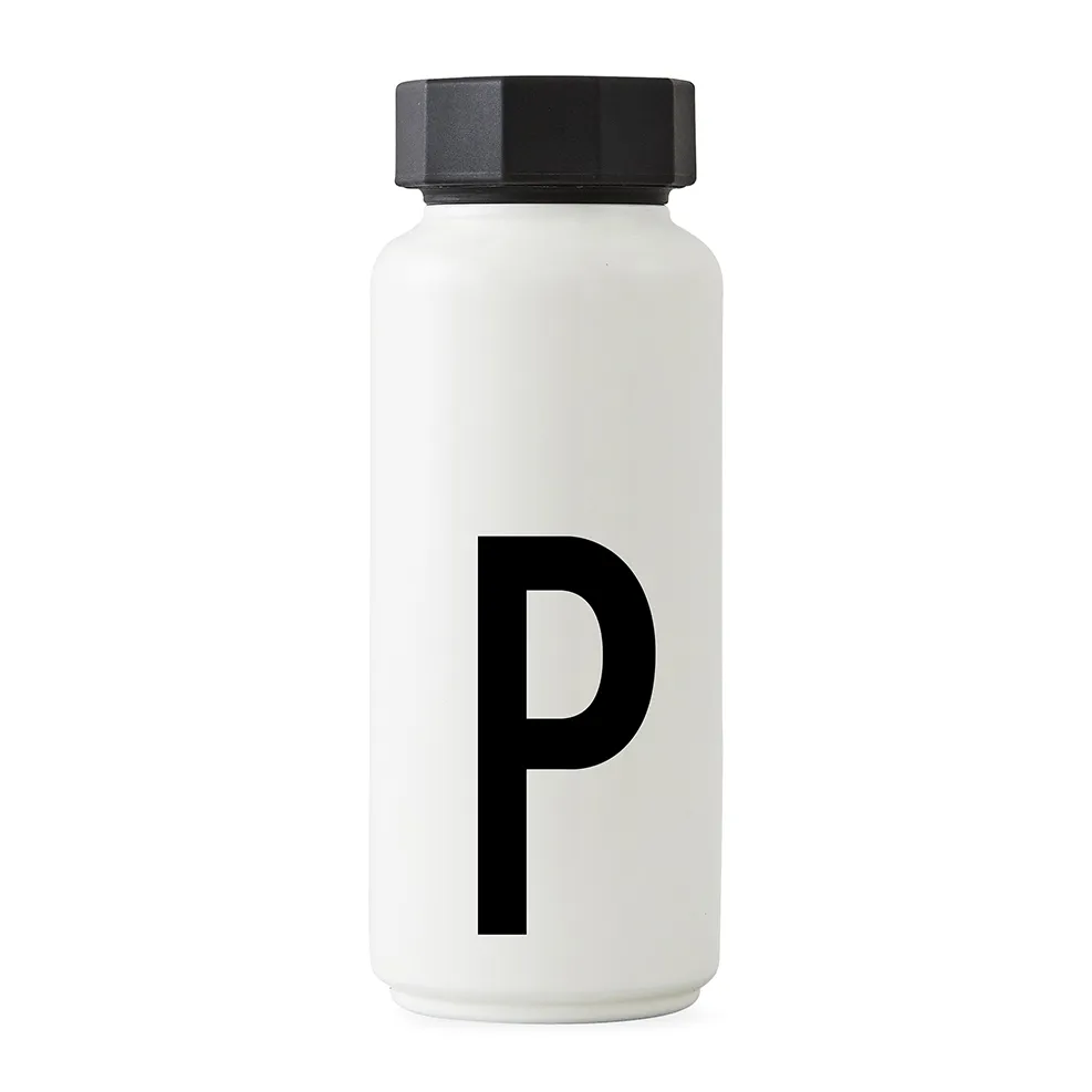 AJ Vintage Thermos Bottle, P Design Letters