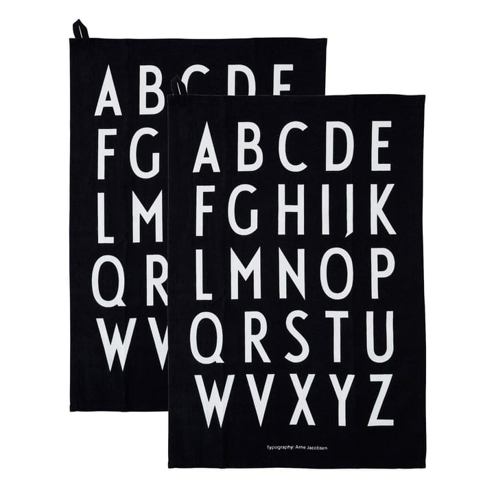 Design Letters ręcznik kuchenny 40x60 cm 2-pack - Czarny - Design Letters