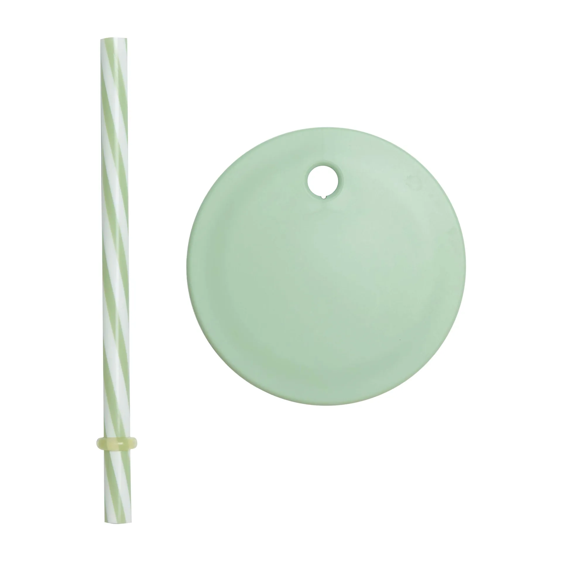 Design Letters słomka z pokrywką, Green Design Letters