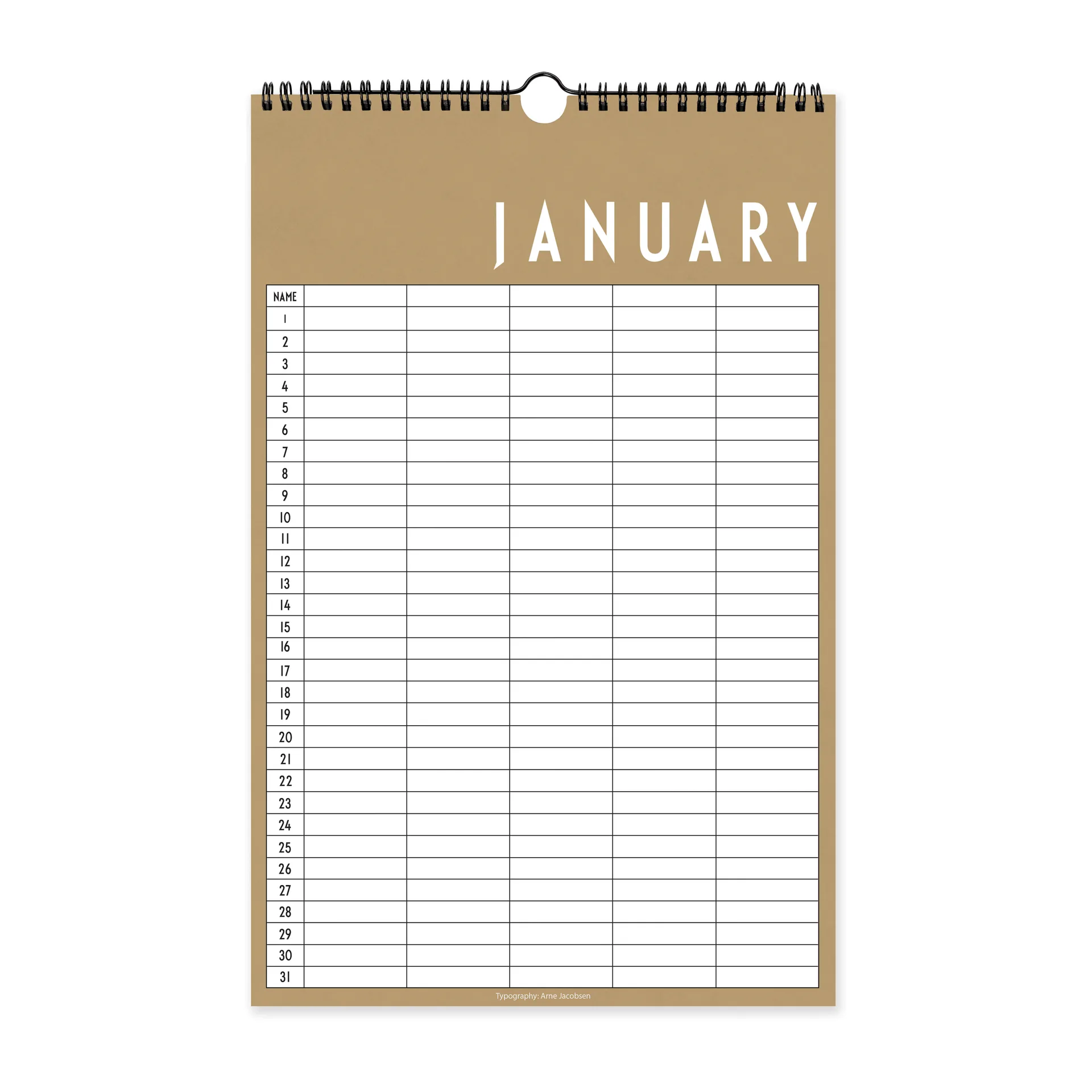 Kalendarz miesięczny Design Letters , beżowy Design Letters