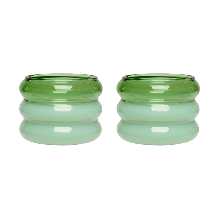 Świecznik Bubble Ø5,6 cm 2-pak, Green-milky green Design Letters