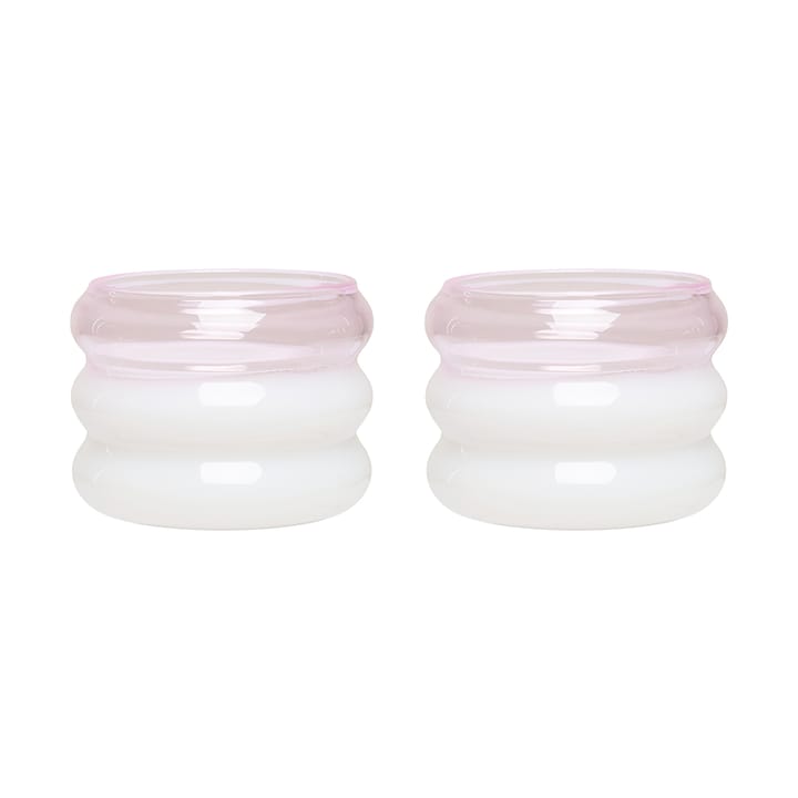 Świecznik Bubble Ø5,6 cm 2-pak - Milky white-pink - Design Letters
