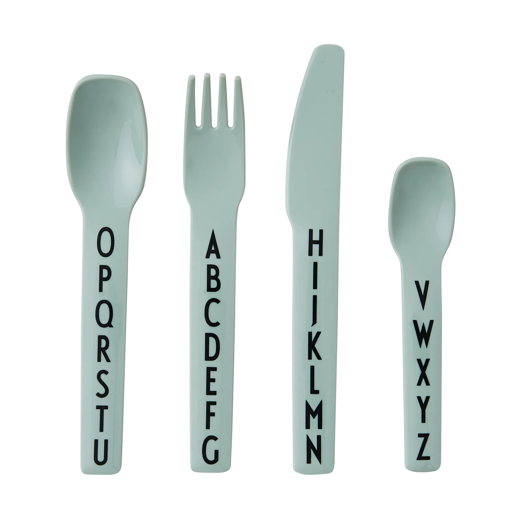 Sztućce dla dzieci z melaminy Design Letters, zielony Design Letters