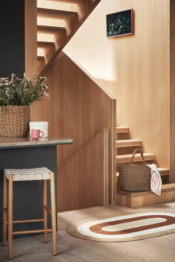 Elin striped owalny dywan z juty 92x150 cm - Brick - Dixie