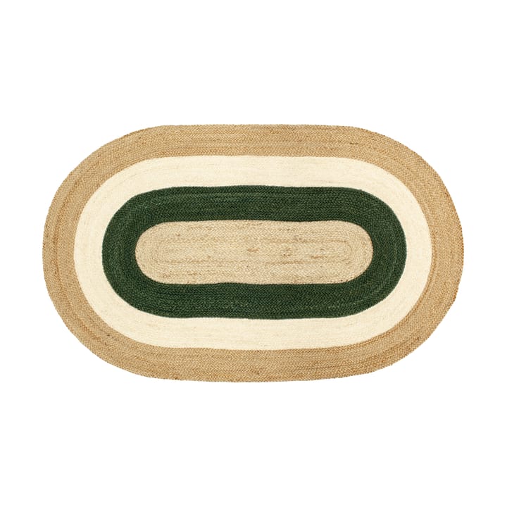 Elin striped owalny dywan z juty 92x150 cm - Green - Dixie