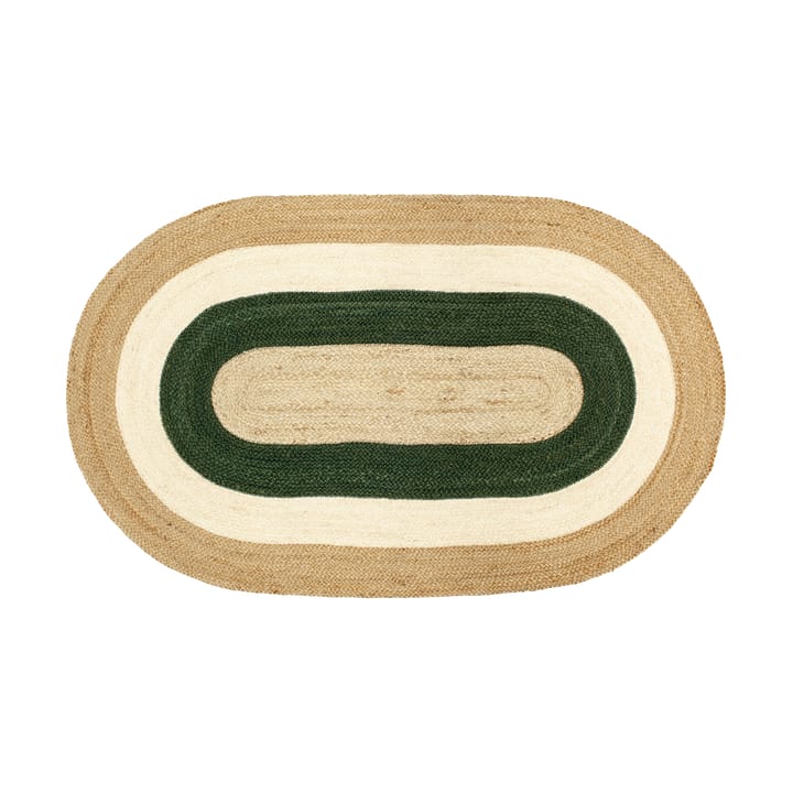 Elin striped owalny dywan z juty 92x150 cm - Green - Dixie