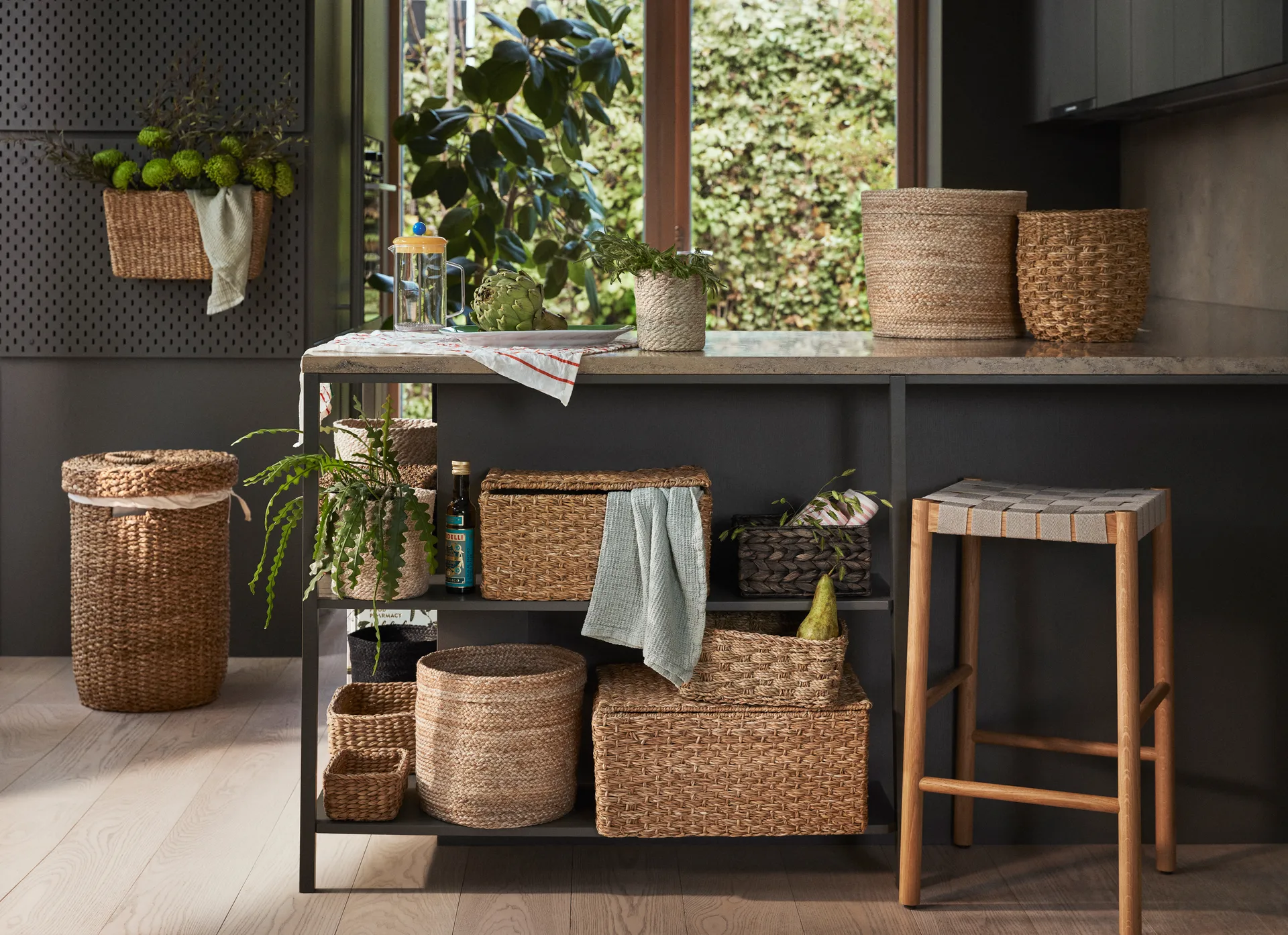 Esther kosz do przechowywania zawieszany na ścianie 40x16x22 cm, Natural Dixie