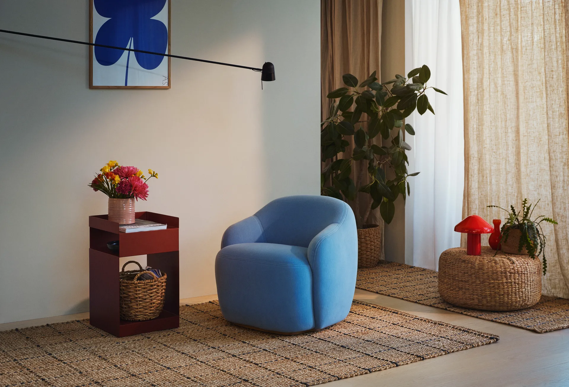 Freja dywan jutowy w kratkę 190x290 cm, Natural-dark grey Dixie