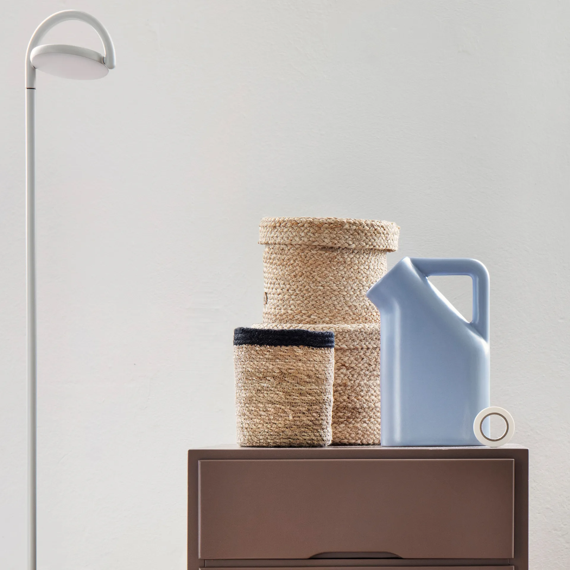 Kosz do przechowywania Emil 3-pak small, Naturalny-czarny Dixie